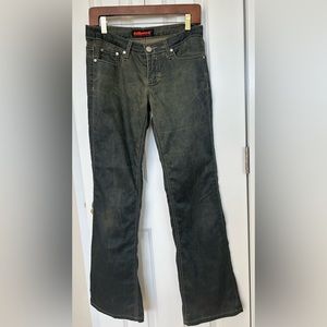 Women's Dollhouse Green-ish Distressed Look Bootcut Low Rise Jeans Sz 7